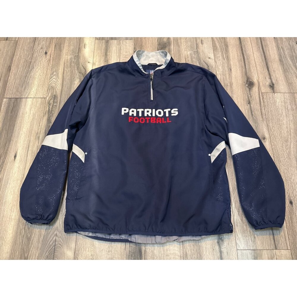 NFL Authentic Sideline New England Patriots Navy Pullover Jacket L